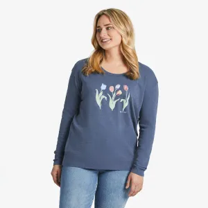 Women's 3 Genuine Tulips Relaxed Fit Long Sleeve Slub Tee Life is Good