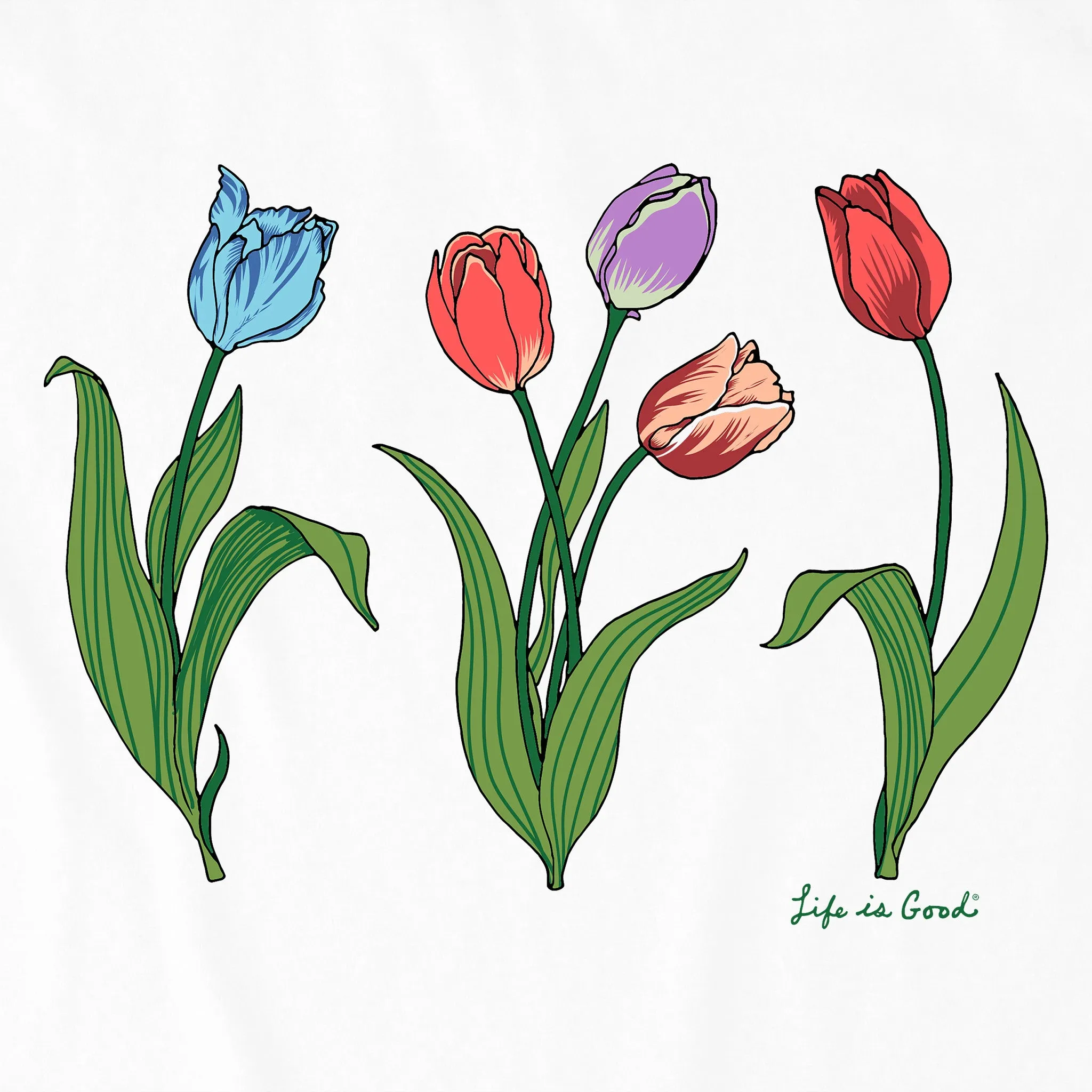 Women's 3 Genuine Tulips Short Sleeve Crusher Boxy Tee Life is Good