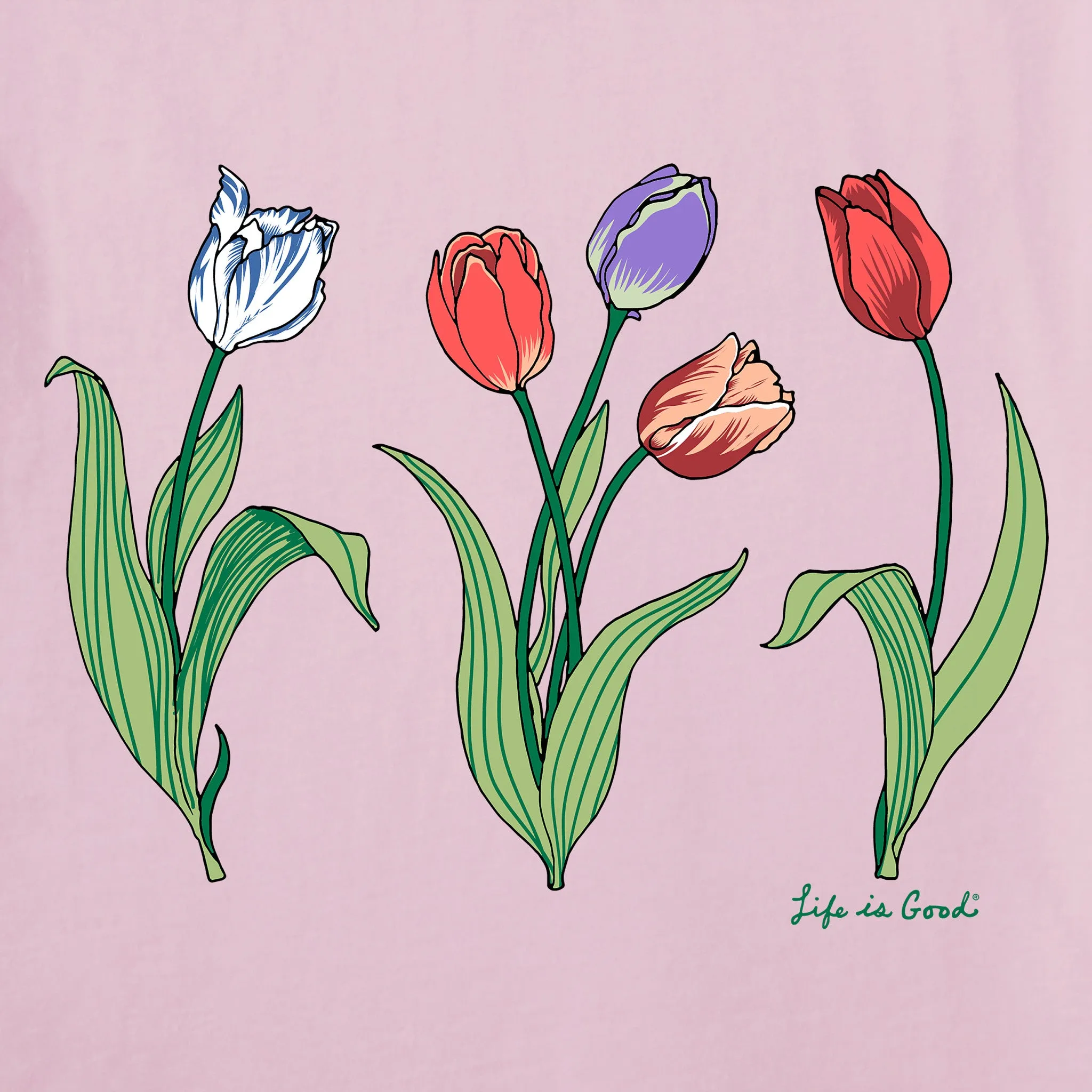 Women's 3 Genuine Tulips Short Sleeve Crusher Tee Life is Good