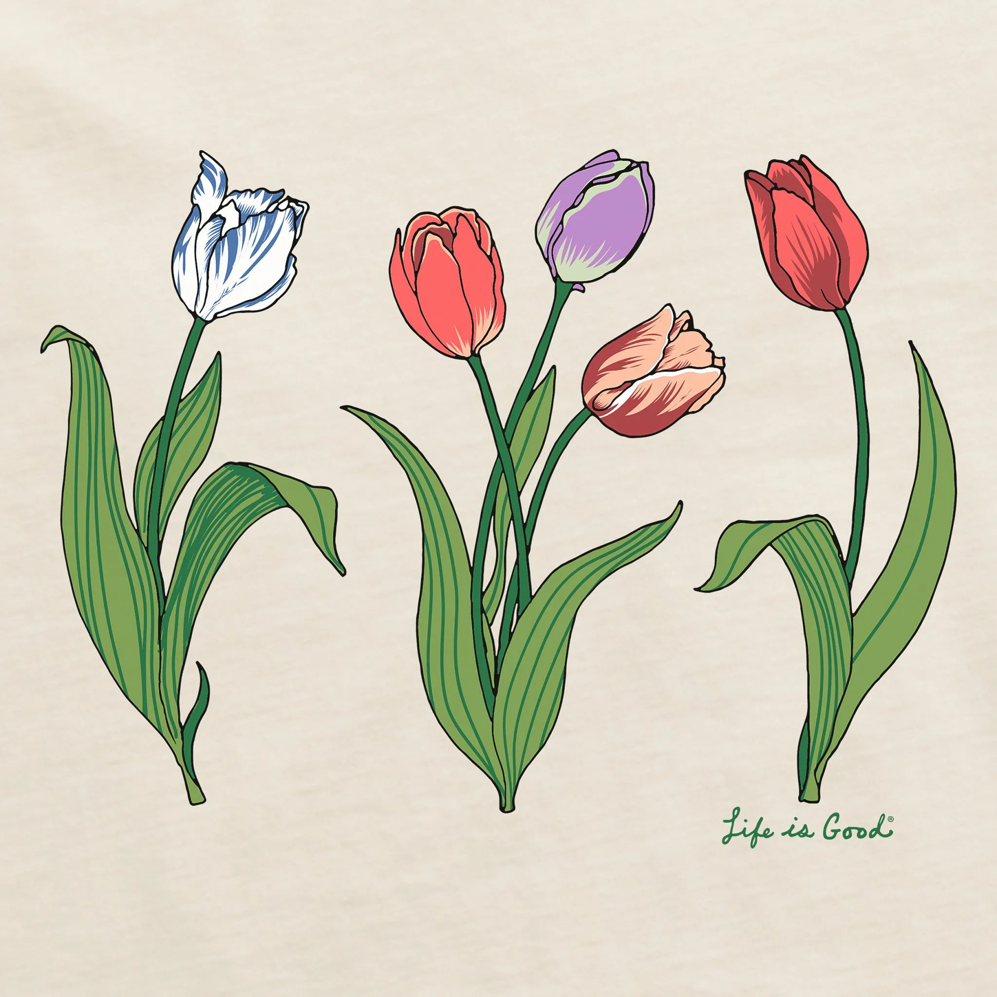 Women's 3 Genuine Tulips Short Sleeve Crusher Tee Life is Good