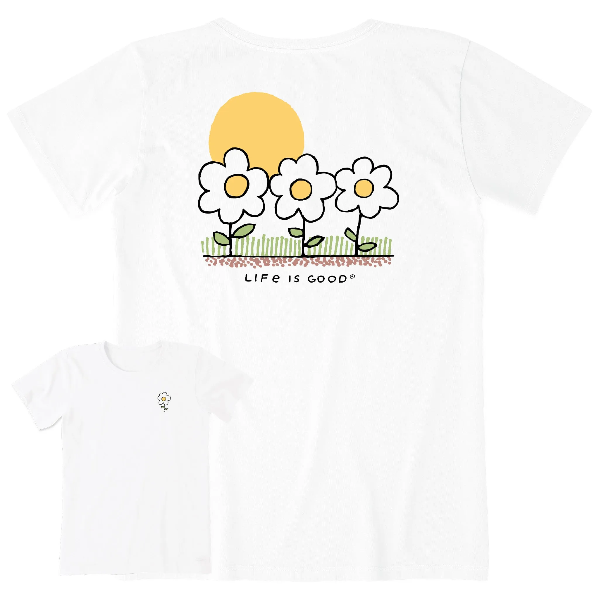 Women's 3 Little Flowers Short Sleeve Tee Life is Good