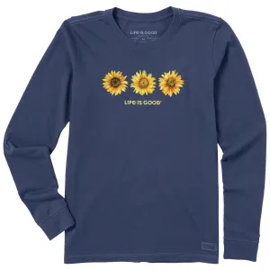 Women's 3 Sunflowers Long Sleeve Crusher Tee Life is Good