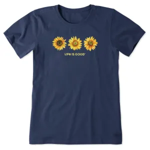 Women's 3 Sunflowers Short Sleeve Crusher Tee Life is Good