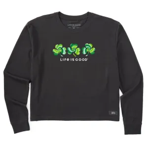 Women's 3 Tie Dye Clovers Long Sleeve Crusher Boxy Tee Life is Good