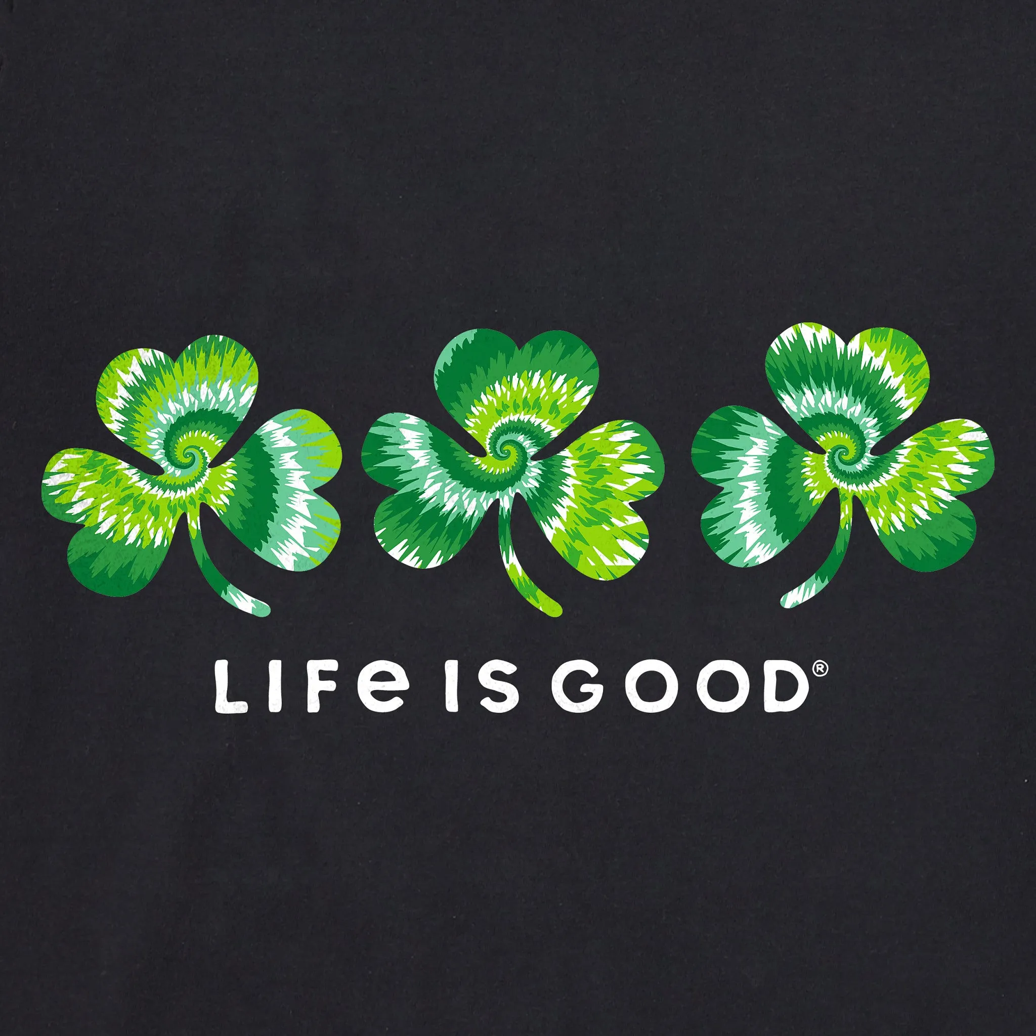 Women's 3 Tie Dye Clovers Long Sleeve Crusher Boxy Tee Life is Good