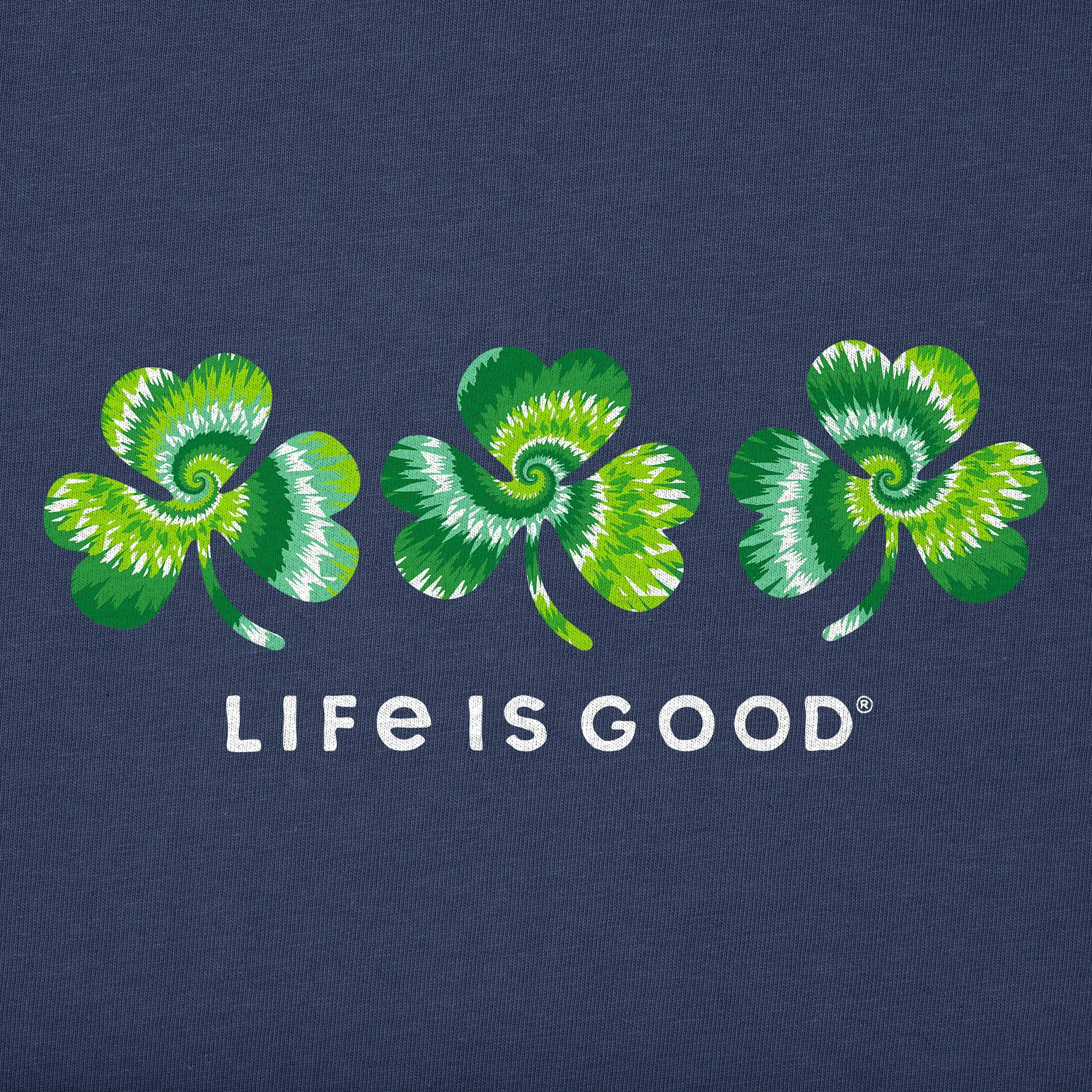Women's 3 Tie Dye Clovers Long Sleeve Crusher Vee Life is Good