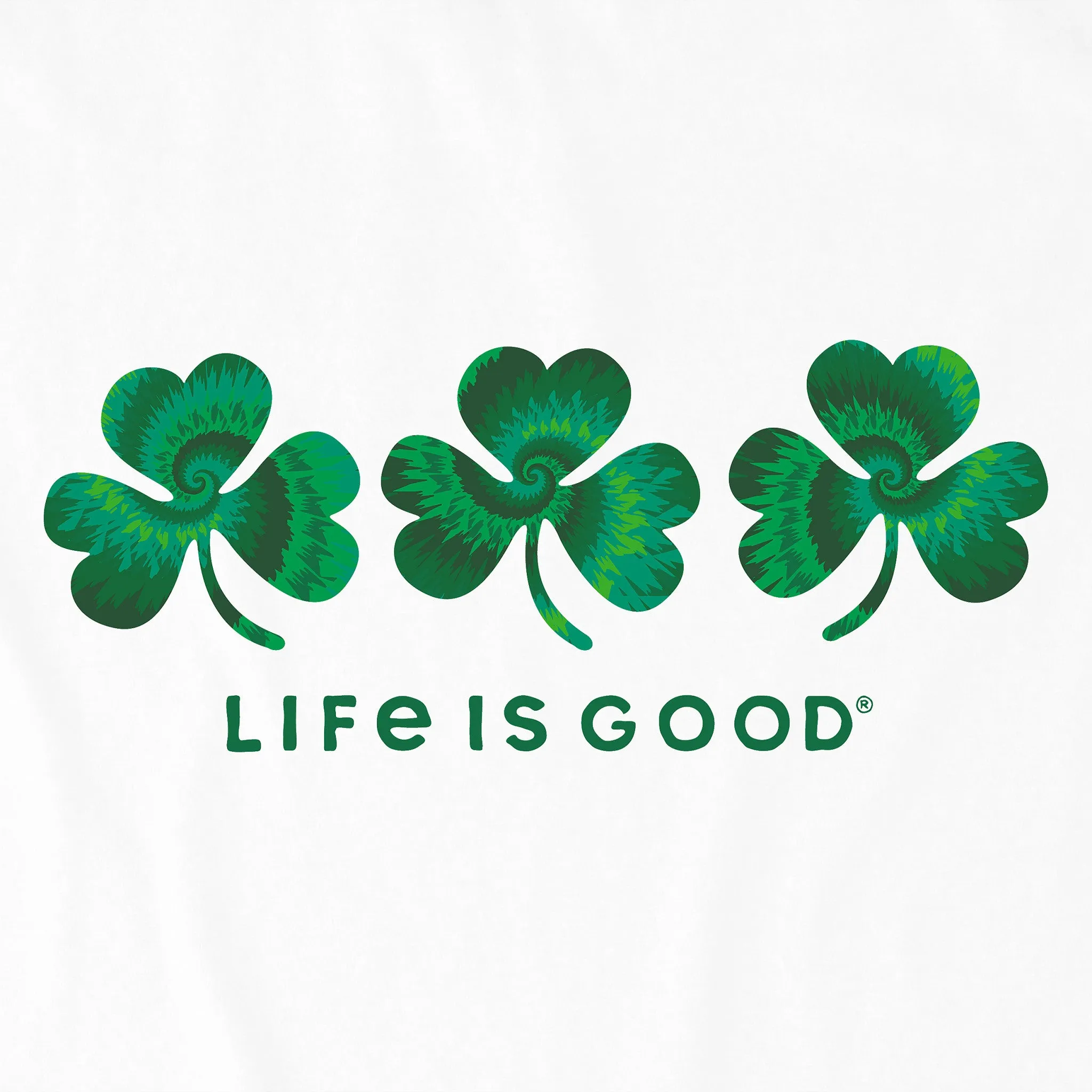 Women's 3 Tie Dye Clovers Short Sleeve Crusher Boxy Tee Life is Good
