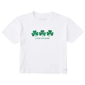 Women's 3 Tie Dye Clovers Short Sleeve Crusher Boxy Tee Life is Good