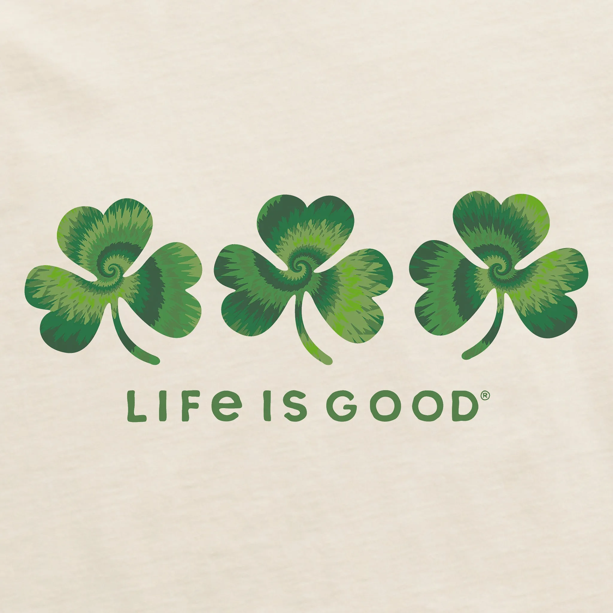 Women's 3 Tie Dye Clovers Short Sleeve Crusher Tee Life is Good