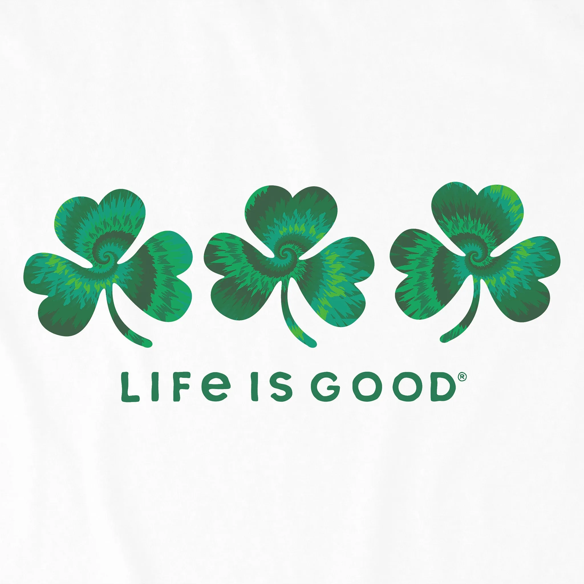 Women's 3 Tie Dye Clovers Short Sleeve Crusher Vee Life is Good