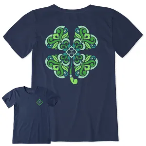Women's 4 Leaf Clover Swirl Short Sleeve Crusher Tee Life is Good