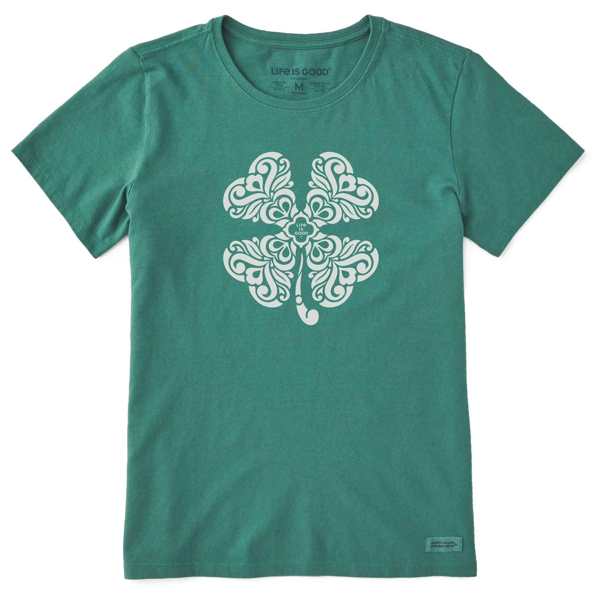 Women's 4 Leaf Clover Swirl Short Sleeve Crusher Tee Life is Good