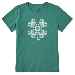 Women's 4 Leaf Clover Swirl Short Sleeve Crusher Tee Life is Good