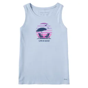 Women's 70's Retro Beach Umbrella Crusher Tank Life is Good