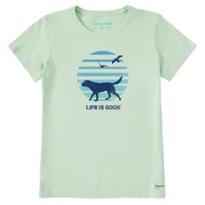 Women's 70's Retro Dog Beach Walk Short Sleeve Crusher-LITE Tee Life is Good