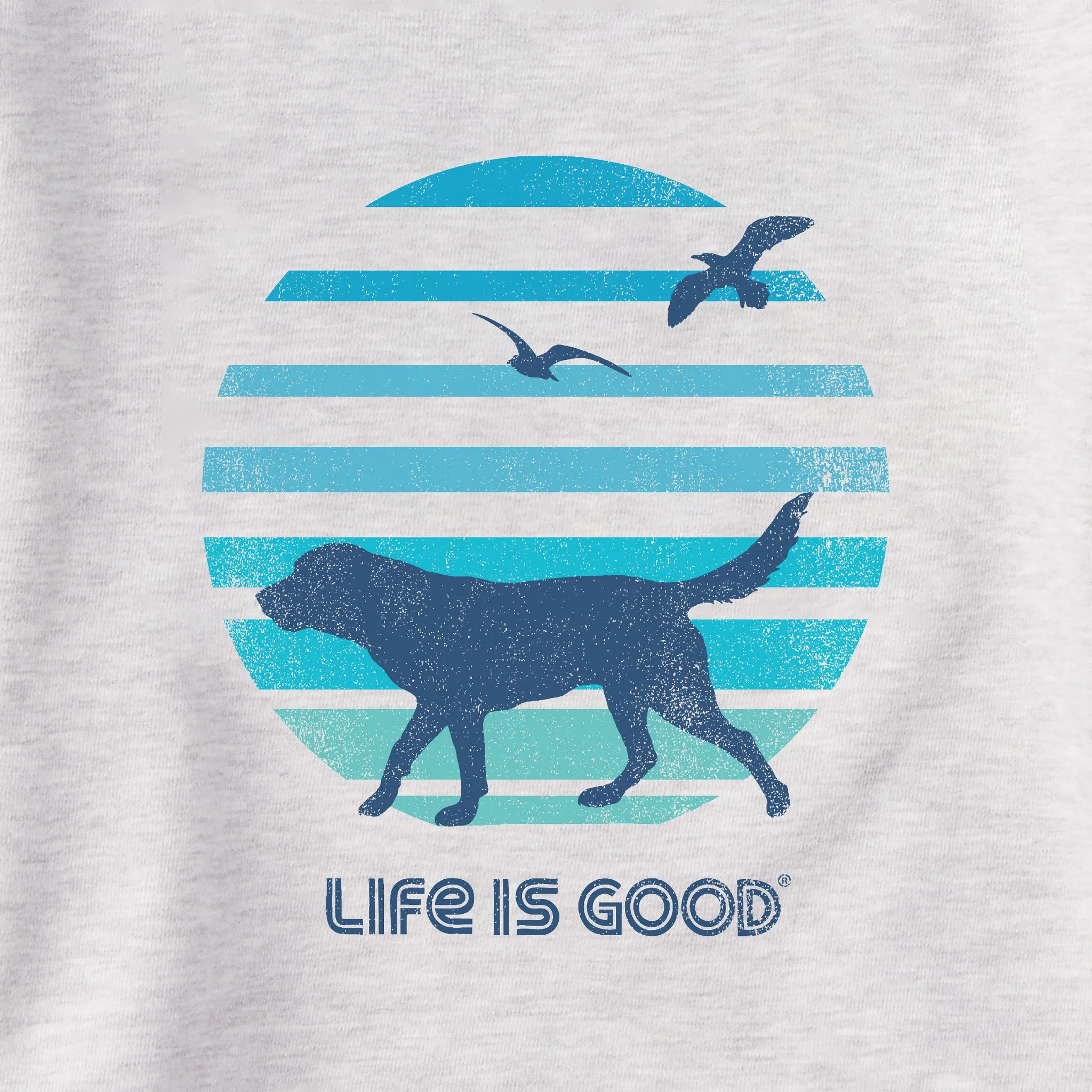 Women's 70's Retro Dog Beach Walk Simply True Fleece Crew Life is Good