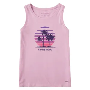 Women's 70's Retro Sun Palms Crusher Tank Life is Good