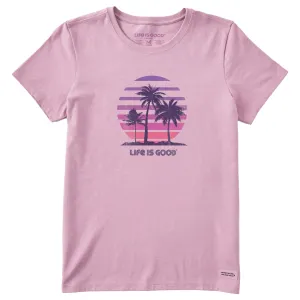 Women's 70's Retro Sun Palms Short Sleeve Tee Life is Good