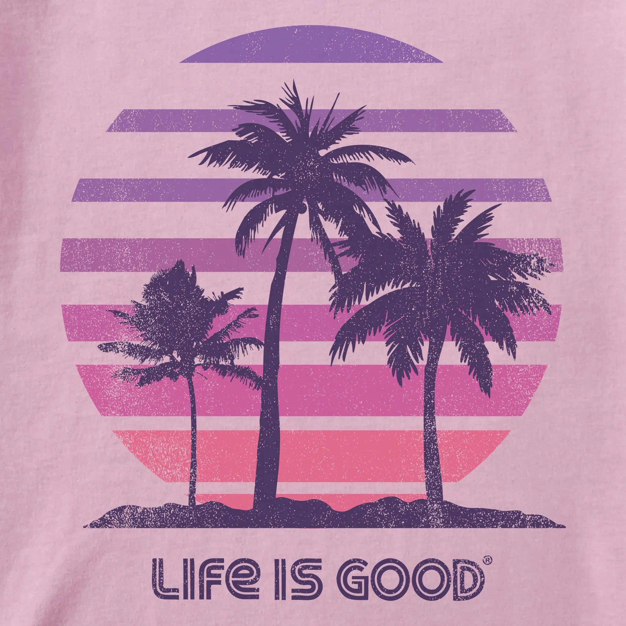 Women's 70's Retro Sun Palms Short Sleeve Tee Life is Good