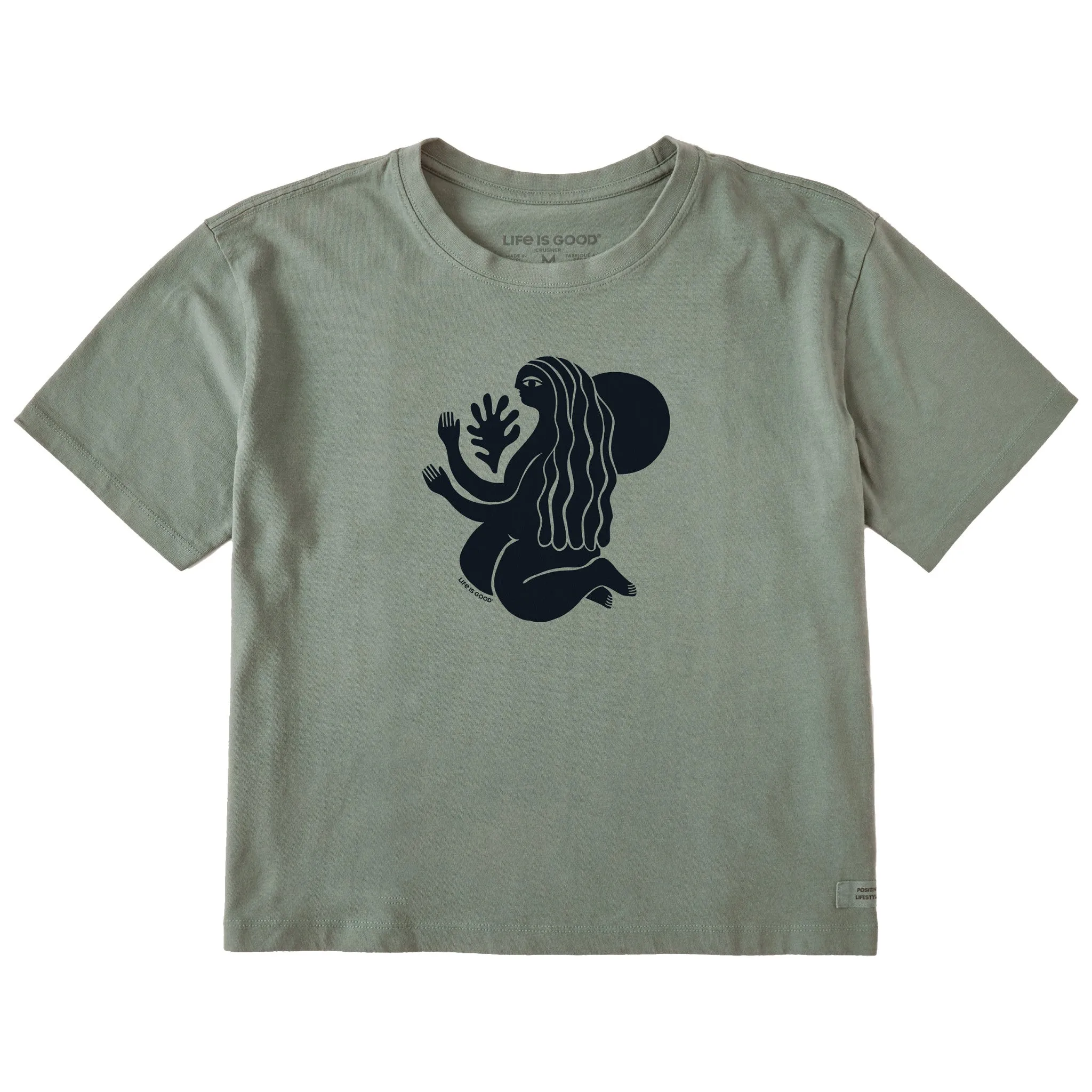 Women's A Woman and Her Plant Short Sleeve Crusher Boxy Tee Life is Good