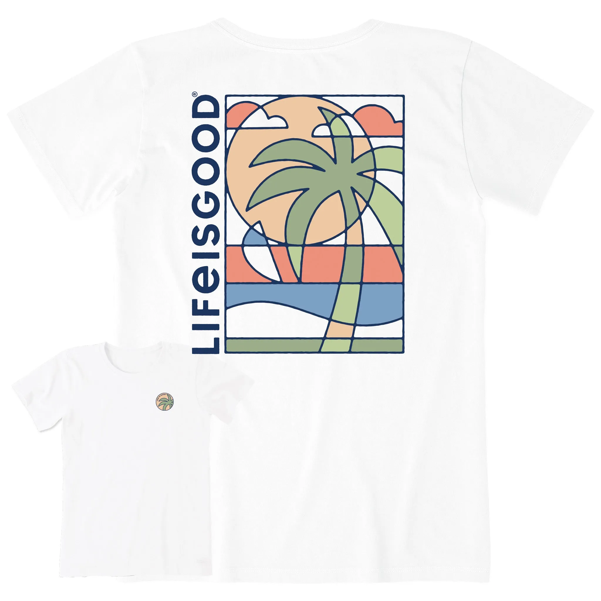 Women's Abstract Beach Short Sleeve Crusher Tee Life is Good