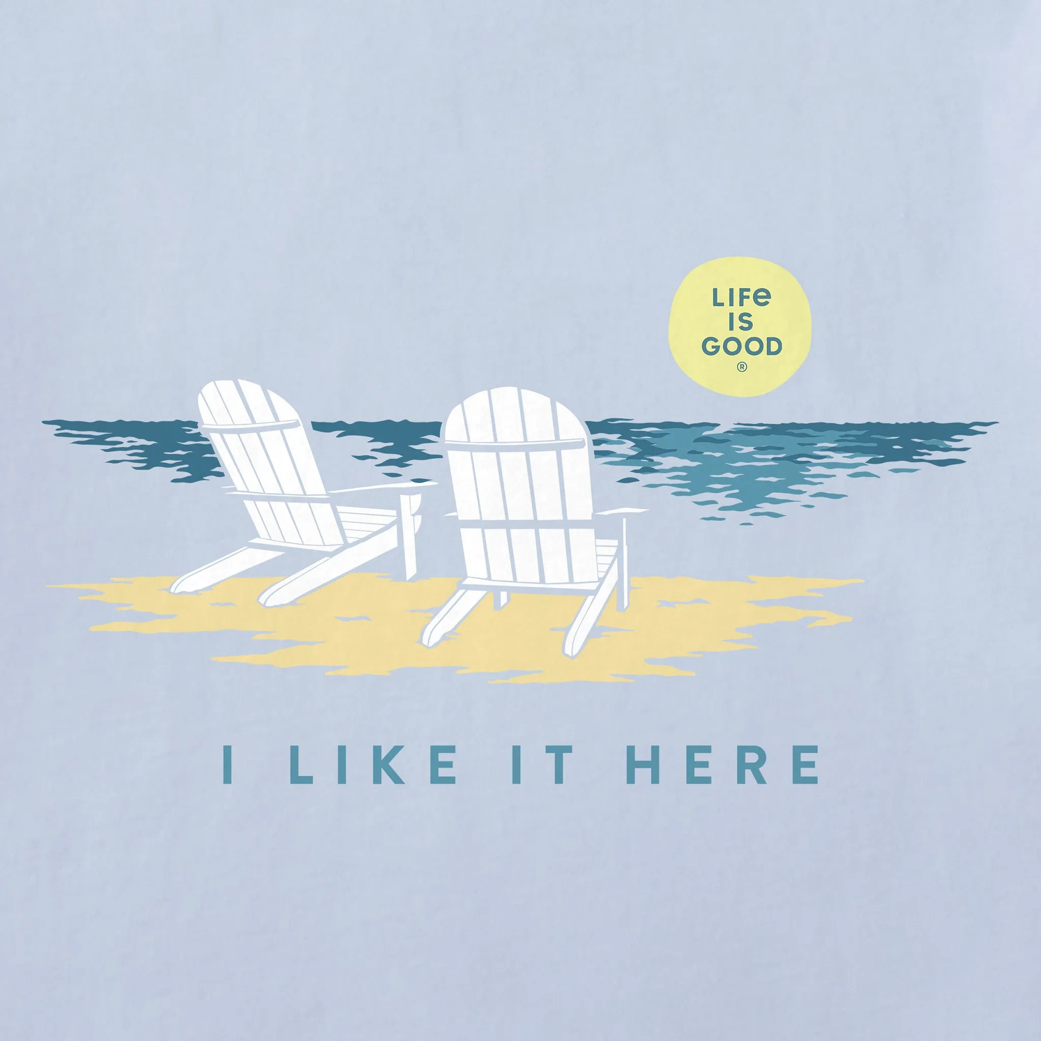 Women's Adirondack Beach I Like it Here Short Sleeve Vee Life is Good