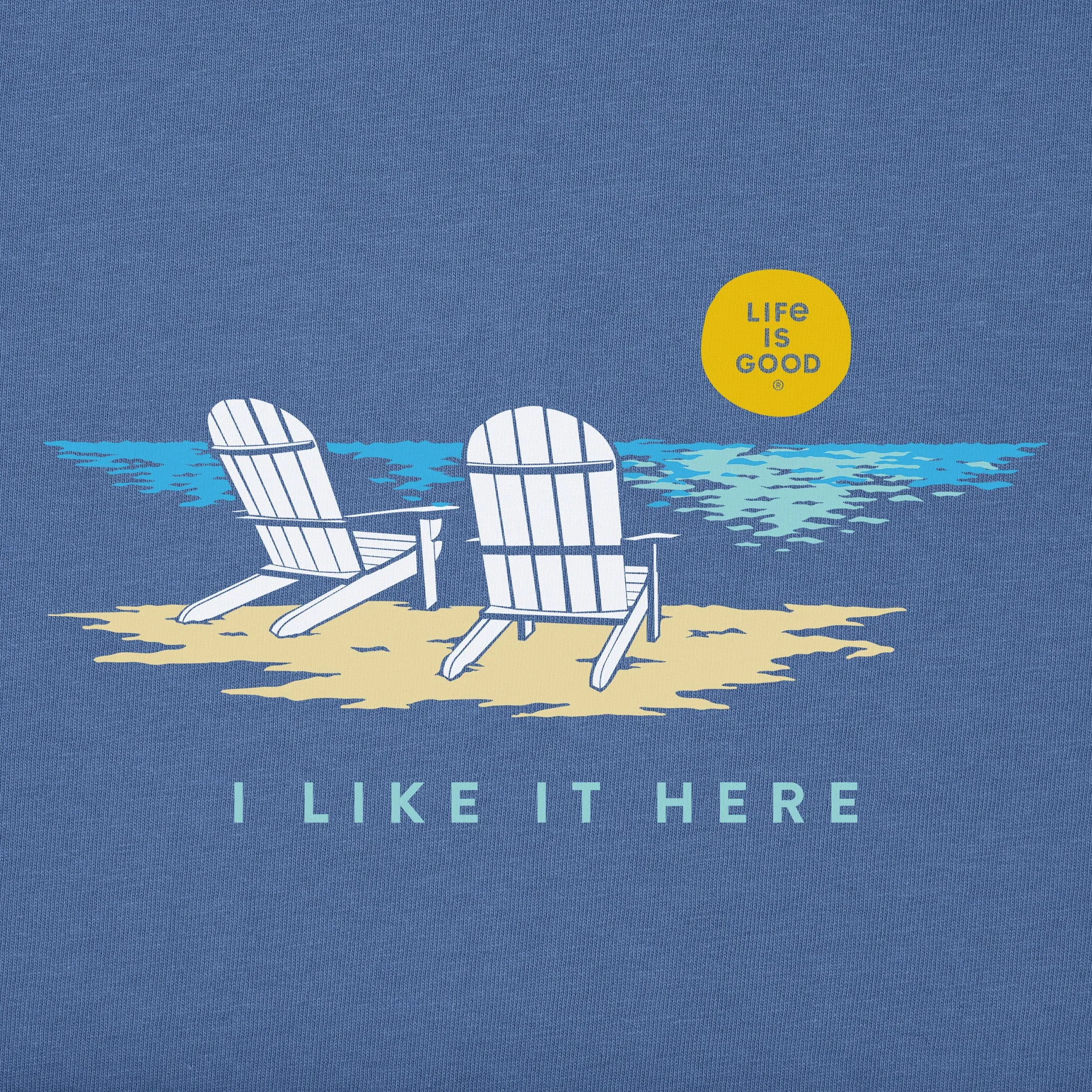 Women's Adirondack Beach I Like it Here Short Sleeve Vee Life is Good
