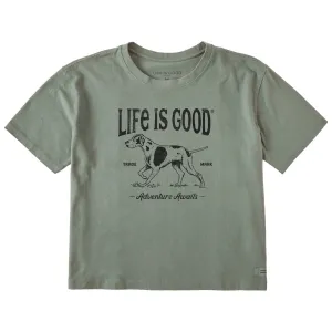 Women's Adventure Awaits Hunting Dog Short Sleeve Crusher Boxy Tee Life is Good