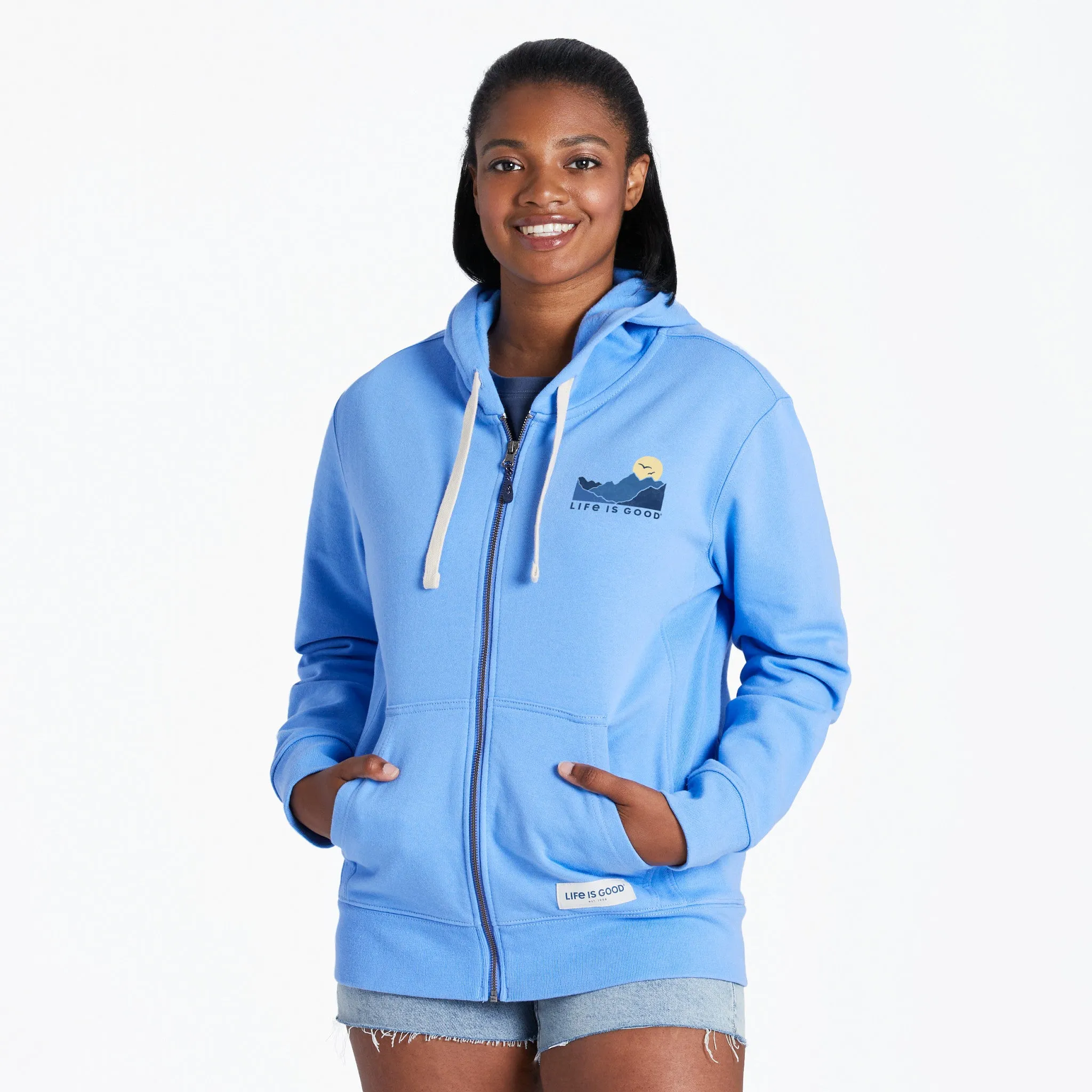 Women's Ain't No Mountain High Enough Simply True Fleece Zip Hoodie Life is Good