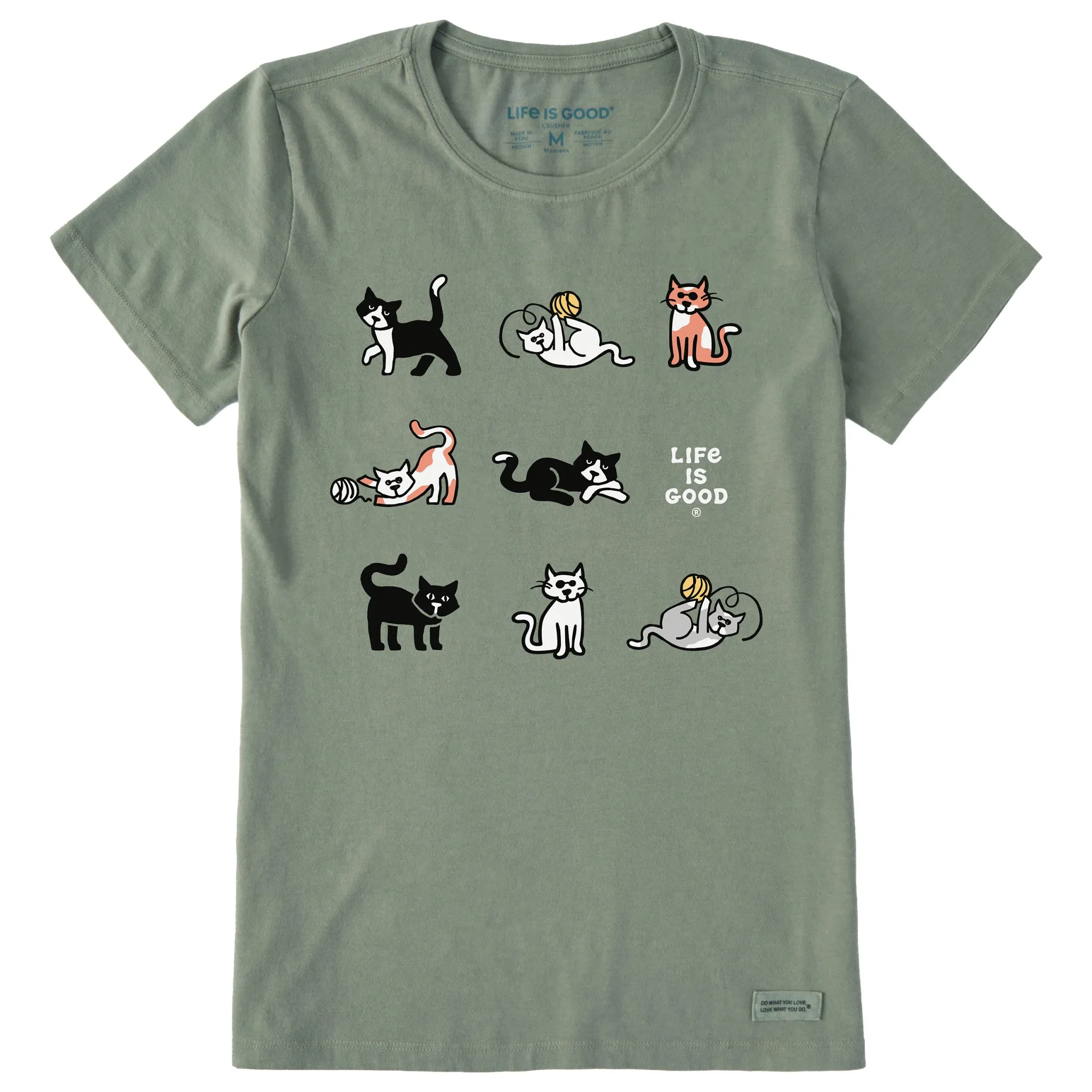 Women's Al the Cat Grid Short Sleeve Crusher Tee Life is Good