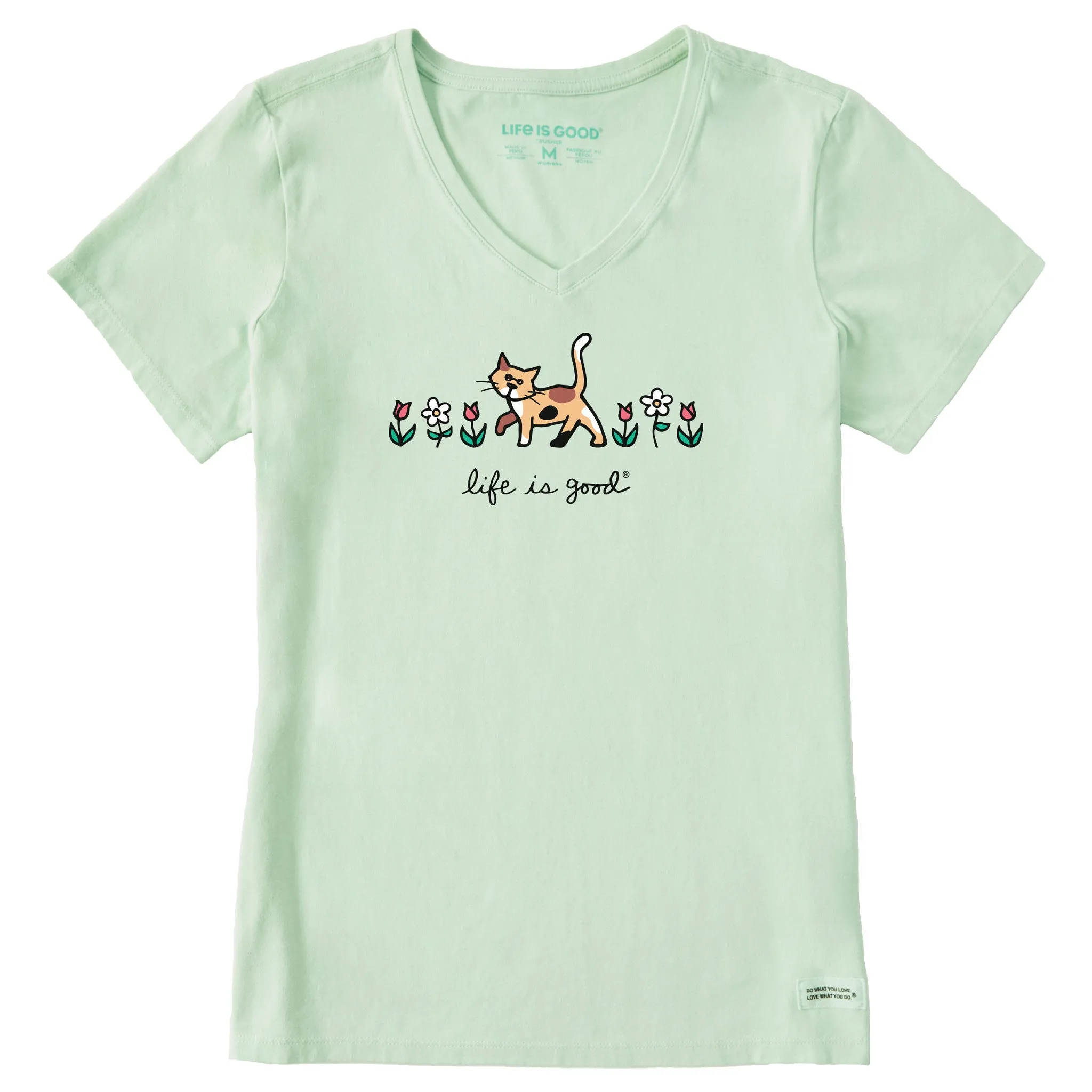 Women's Al with Flowers Short Sleeve Crusher Vee Life is Good