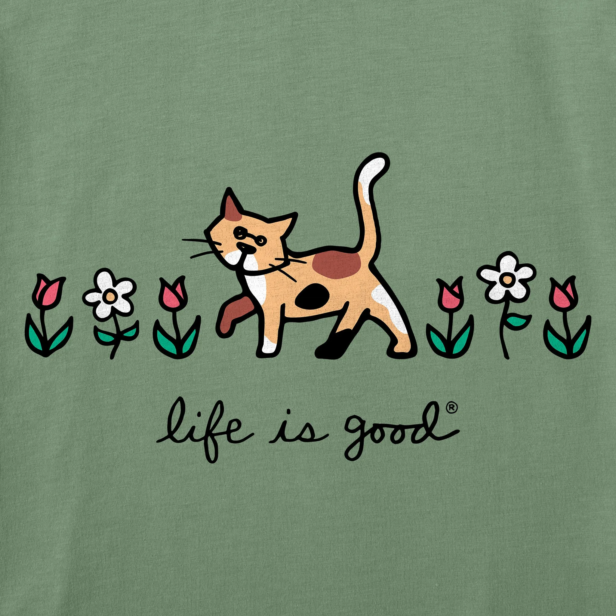 Women's Al with Flowers Short Sleeve Crusher Vee Life is Good