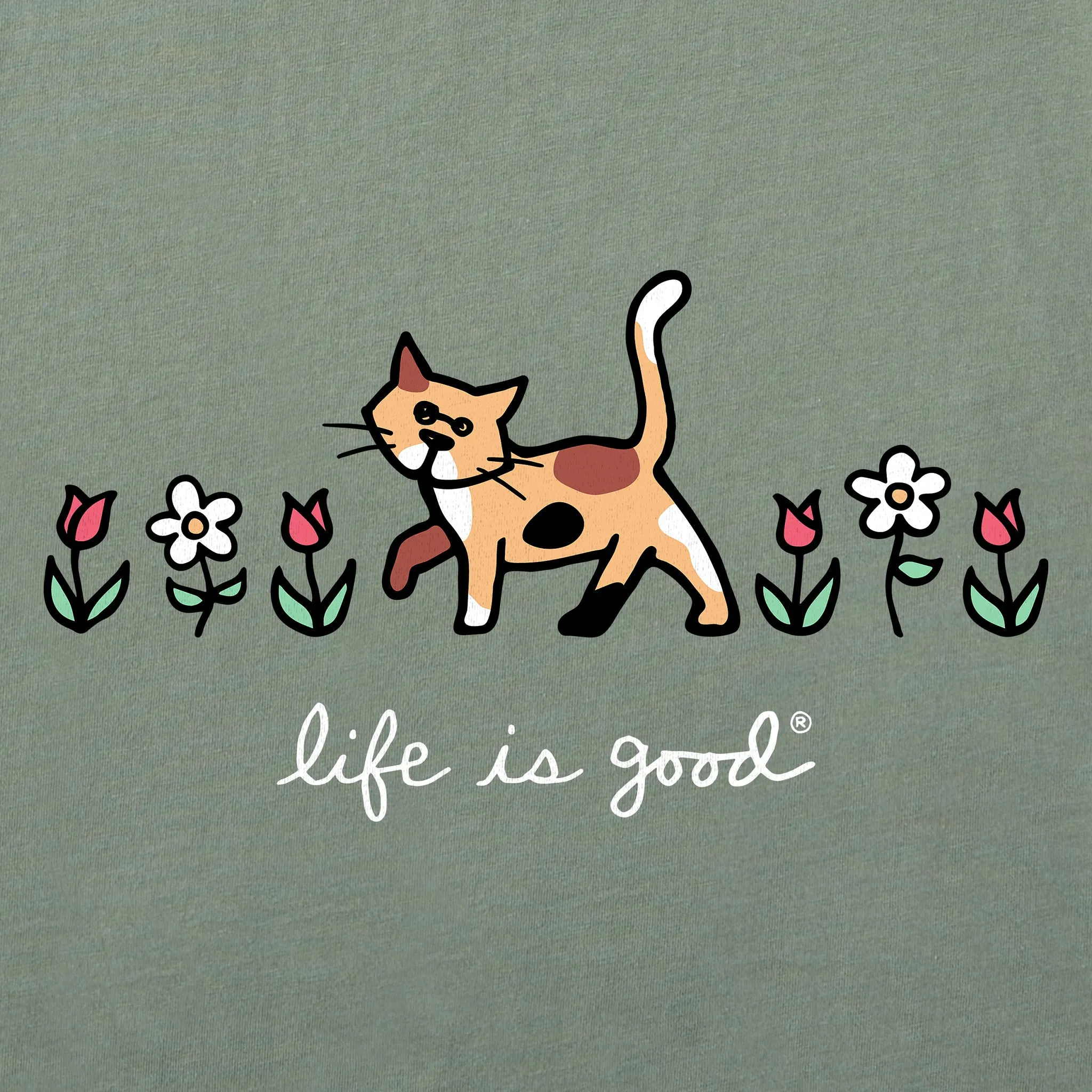 Women's Al with Flowers Short Sleeve Crusher Vee Life is Good