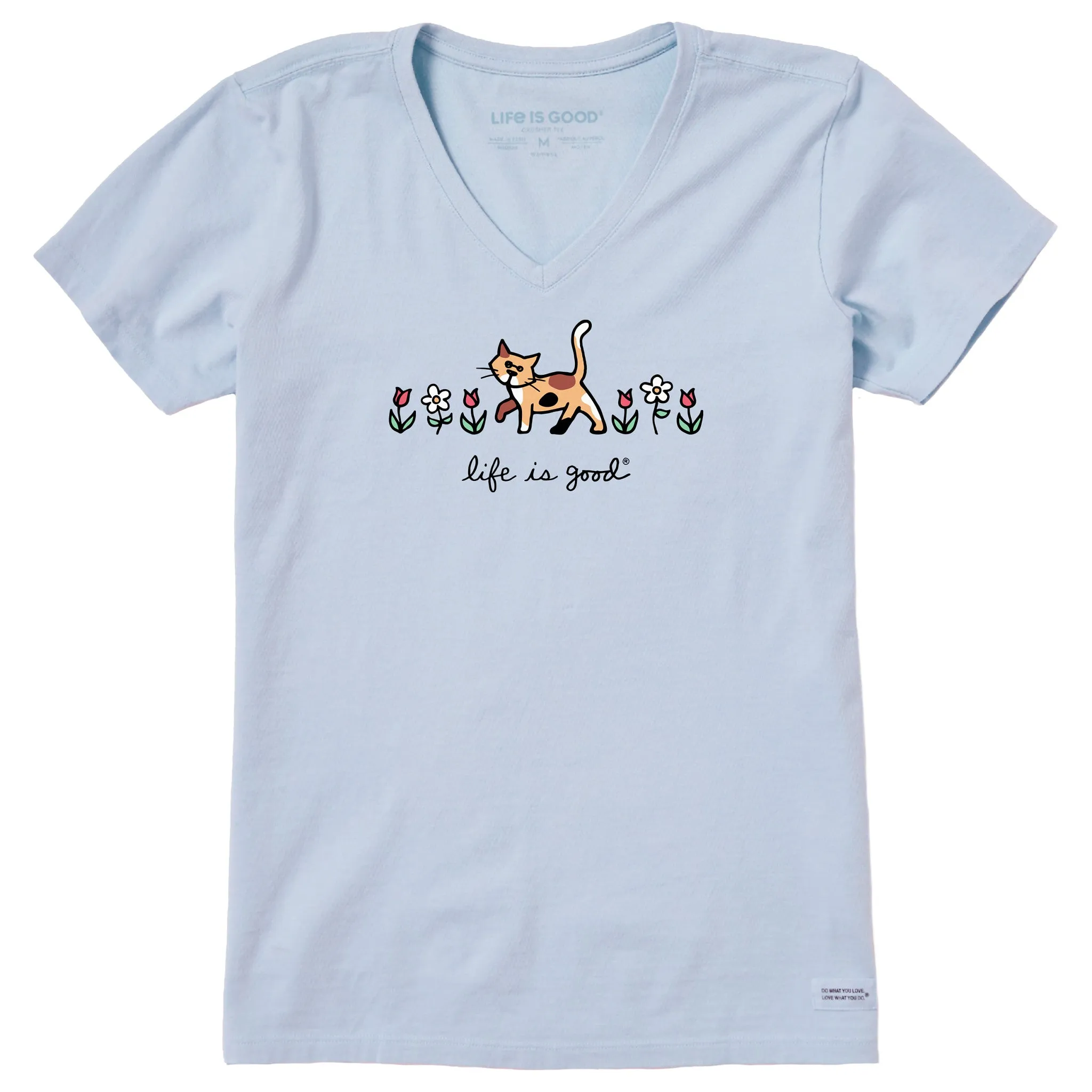 Women's Al with Flowers Short Sleeve Crusher Vee Life is Good