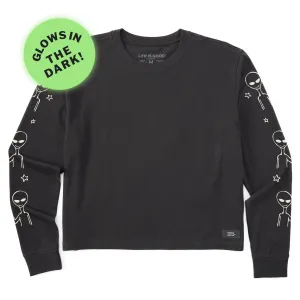 Women's Alien Peace Out Long Sleeve Crusher Boxy Tee Life is Good