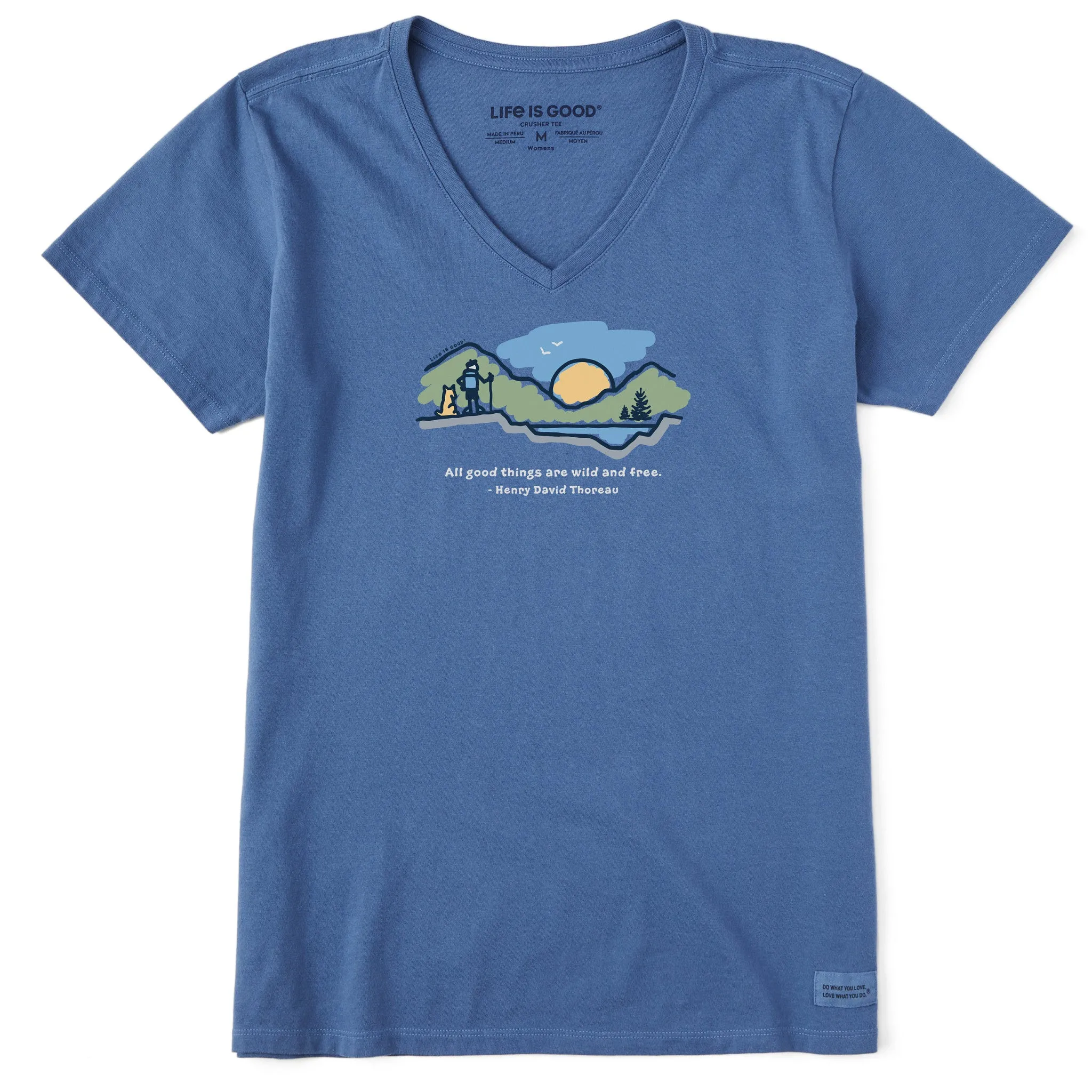 Women's All Good Things are Wild & Free Short Sleeve Vee Life is Good