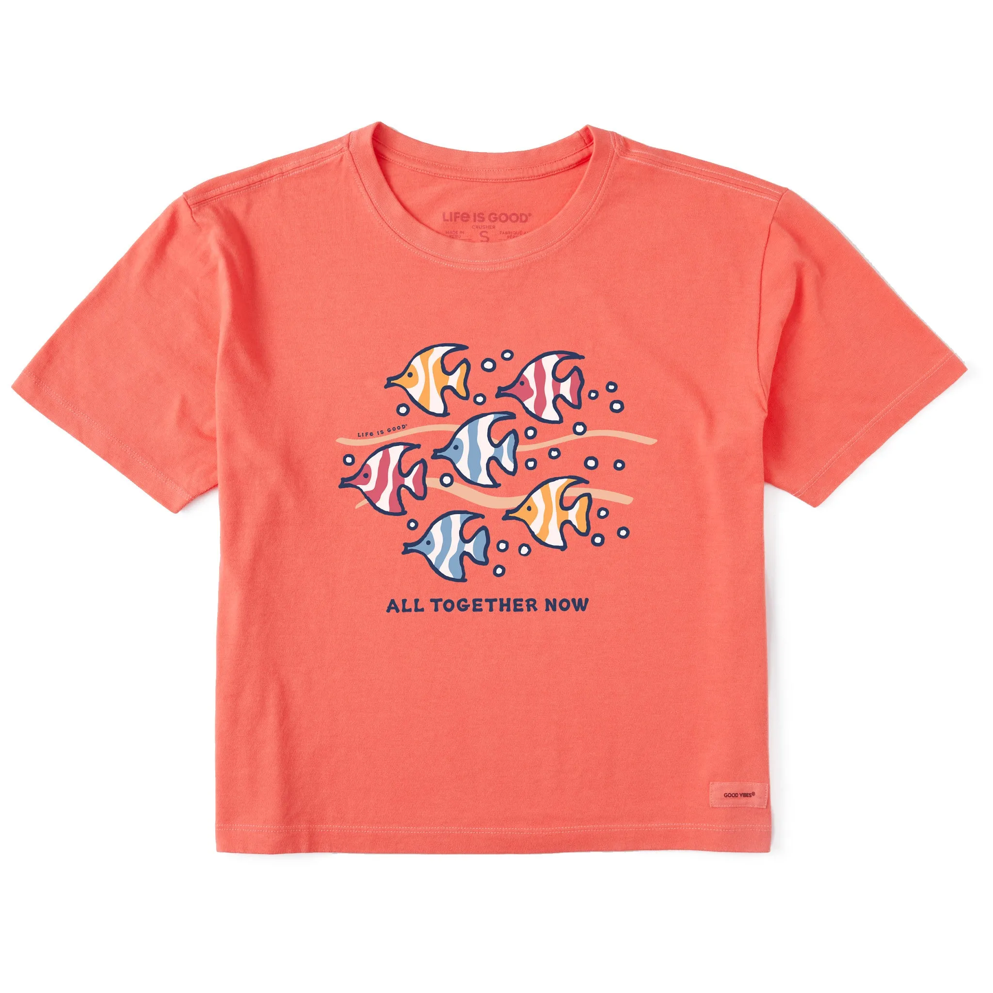 Women's All Together Now Fish Short Sleeve Crusher Boxy Tee Life is Good