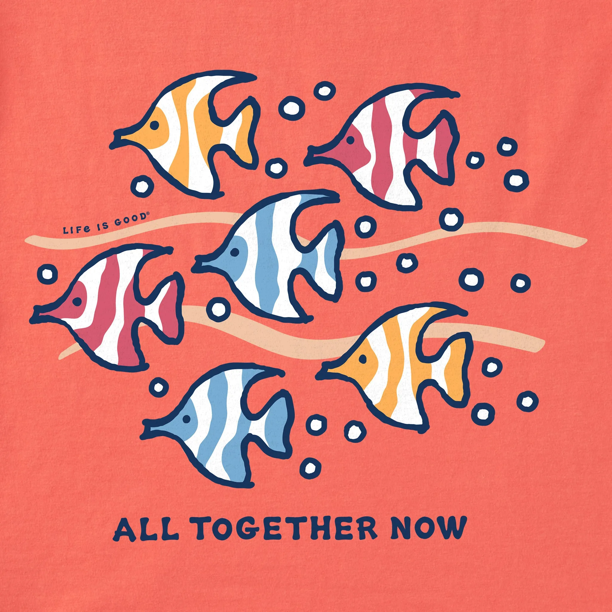 Women's All Together Now Fish Short Sleeve Crusher Boxy Tee Life is Good