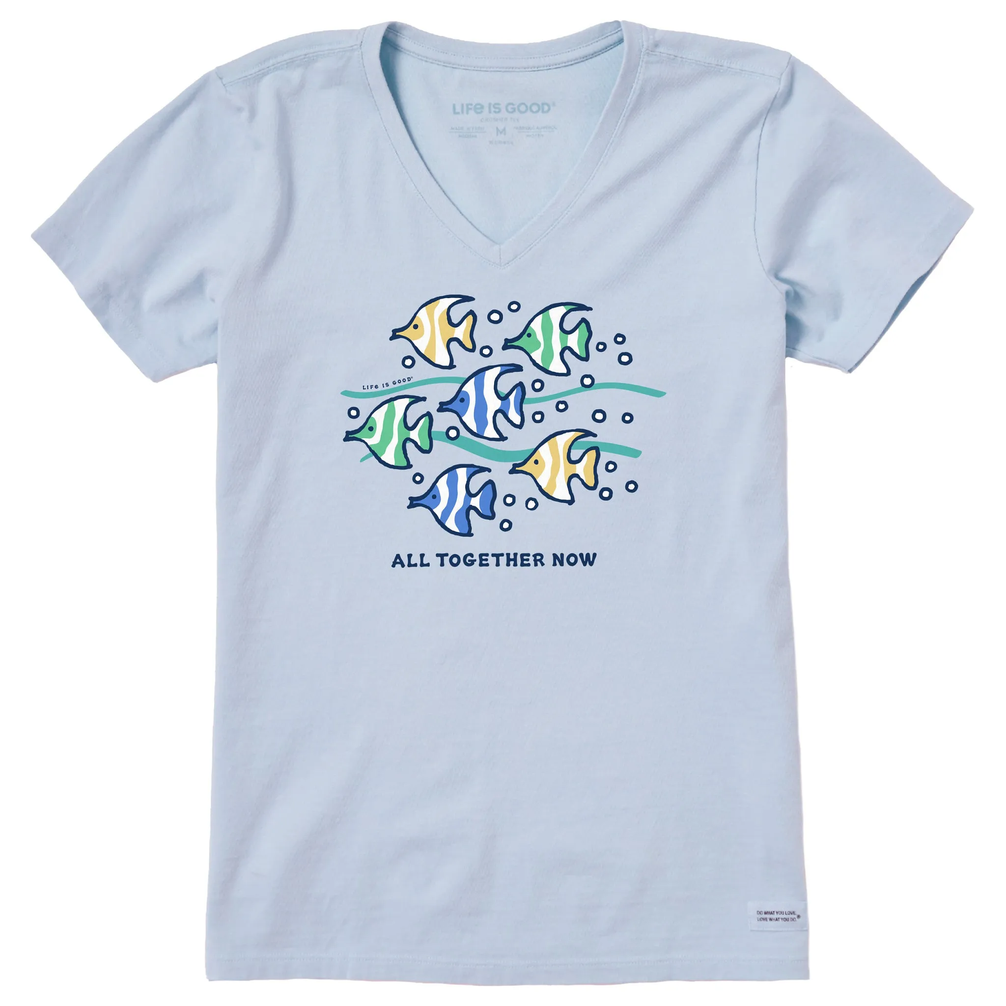 Women's All Together Now Fish Short Sleeve Crusher Vee Life is Good
