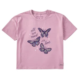 Women's All We Need is Love Butterflies Short Sleeve Crusher Boxy Tee Life is Good
