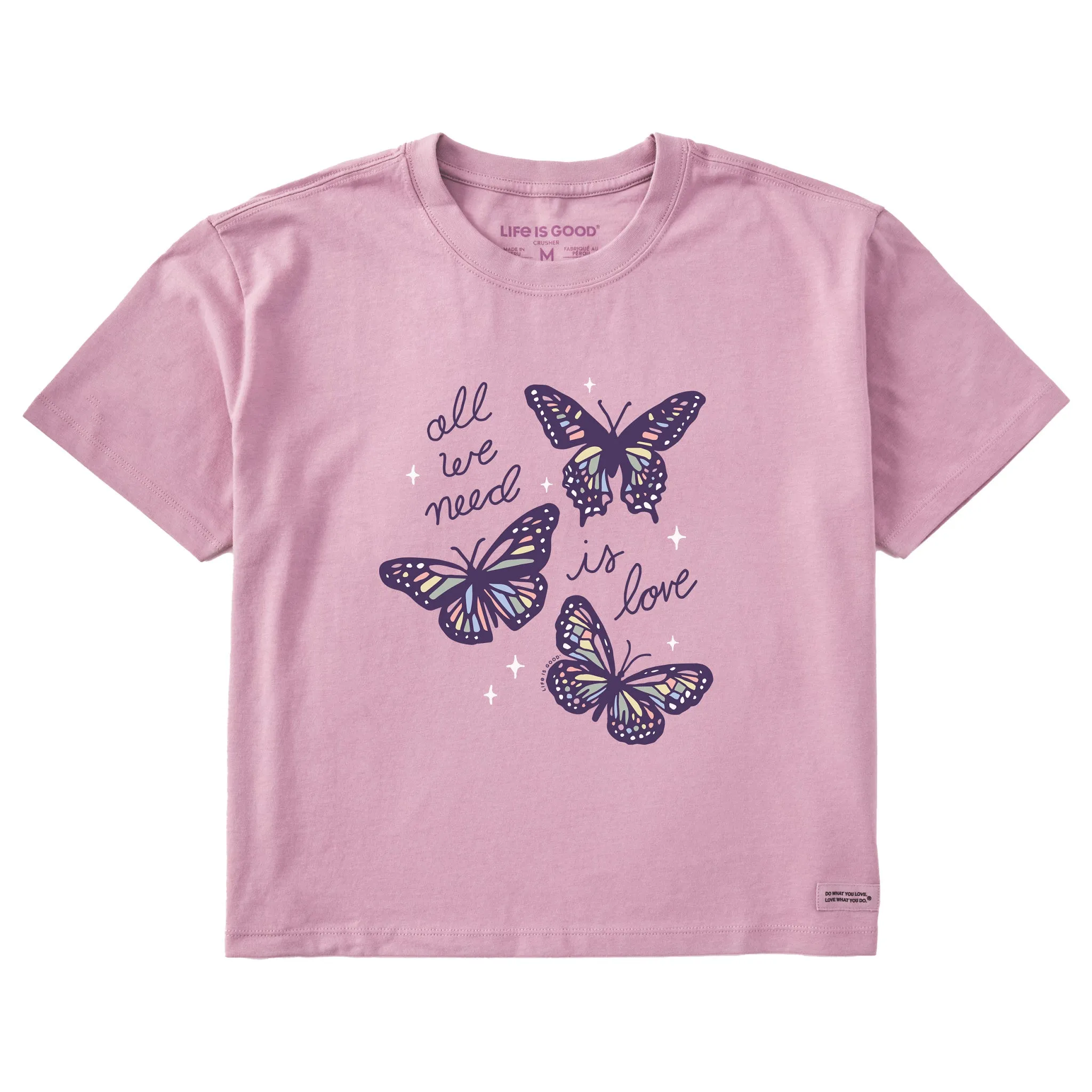 Women's All We Need is Love Butterflies Short Sleeve Crusher Boxy Tee Life is Good