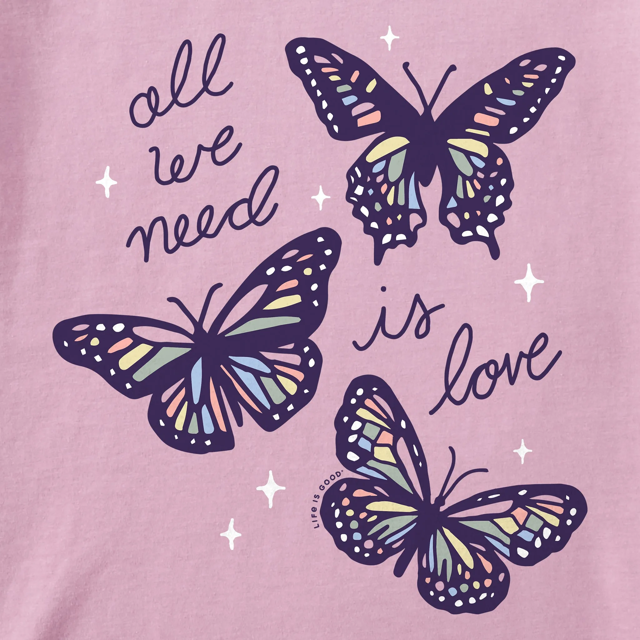 Women's All We Need is Love Butterflies Short Sleeve Crusher Boxy Tee Life is Good