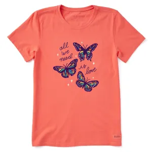Women's All We Need is Love Butterflies Short Sleeve Tee Life is Good
