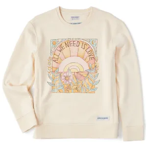 Women's All We Need is Love Simply True Fleece Crew Life is Good