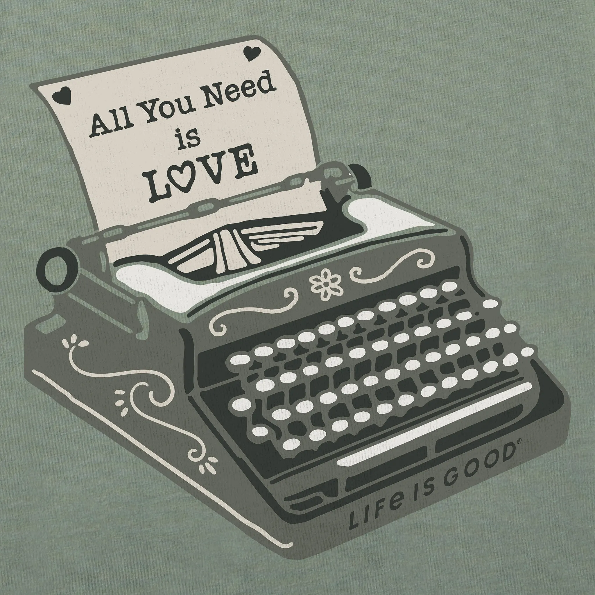 Women's All We Need is Love Typewriter Short Sleeve Crusher Boxy Tee Life is Good
