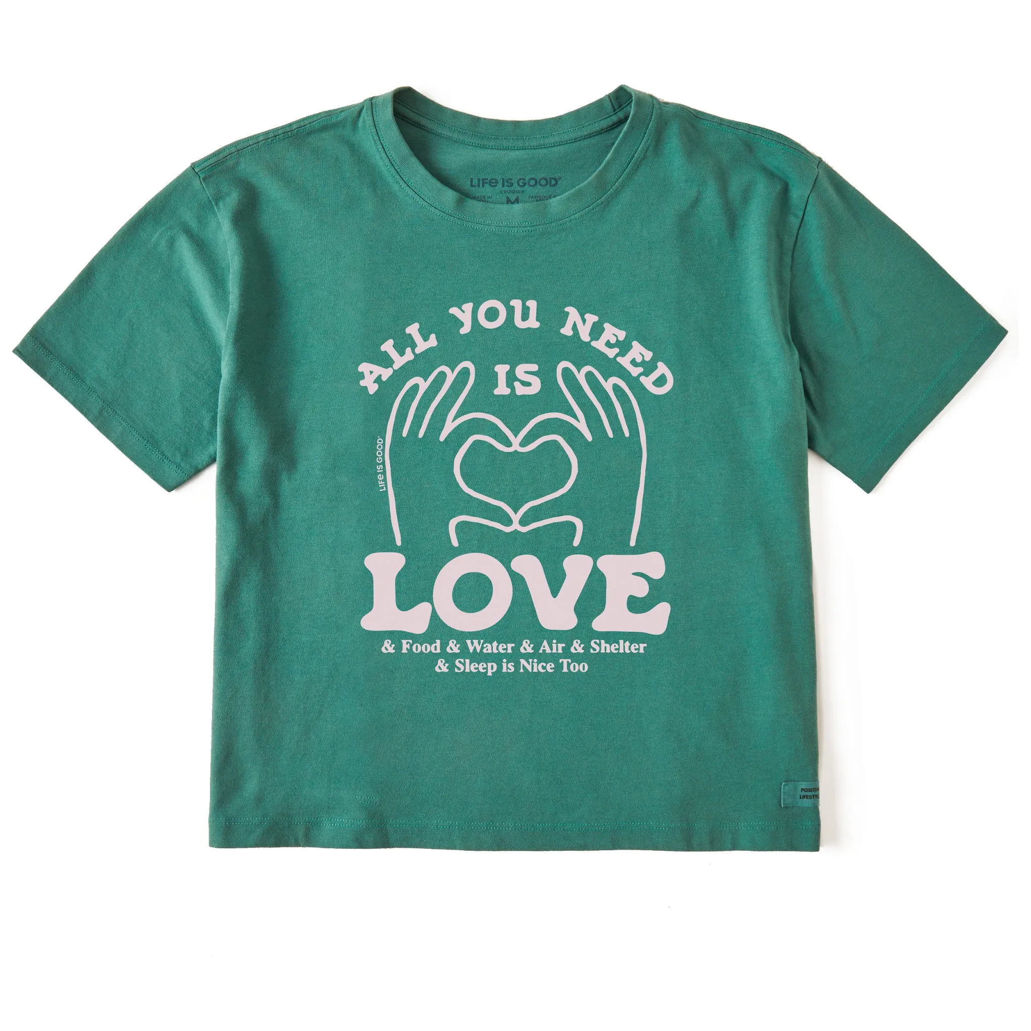 Women's All You Need is Love & Essentials Short Sleeve Crusher Boxy Tee Life is Good