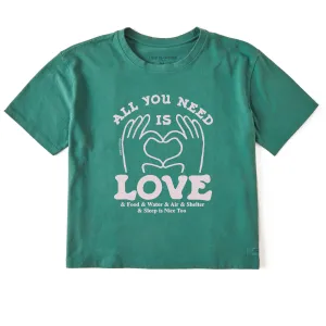 Women's All You Need is Love & Essentials Short Sleeve Crusher Boxy Tee Life is Good