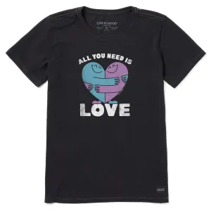 Women's All You Need is Love and Hugs Short Sleeve Crusher Tee Life is Good
