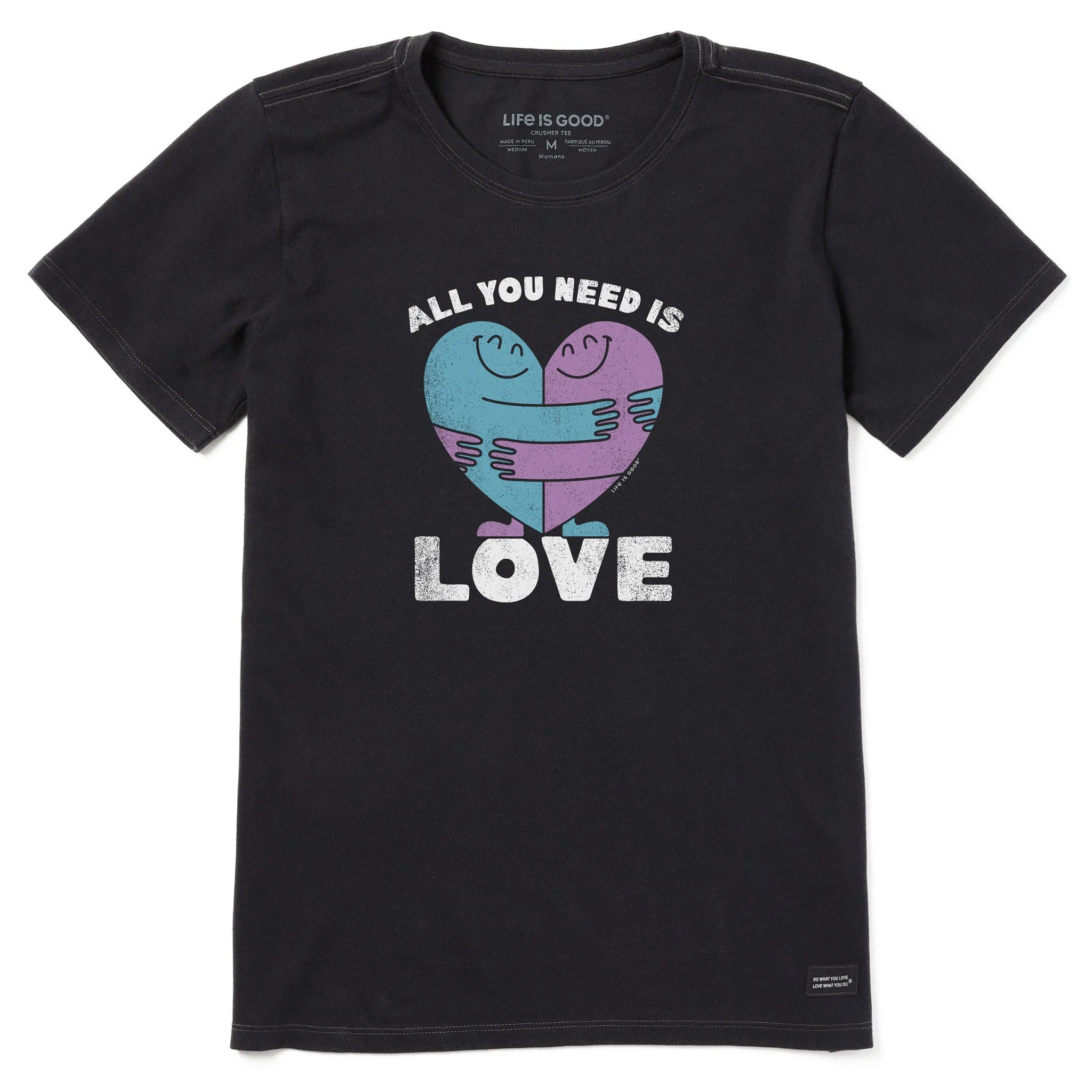 Women's All You Need is Love and Hugs Short Sleeve Crusher Tee Life is Good