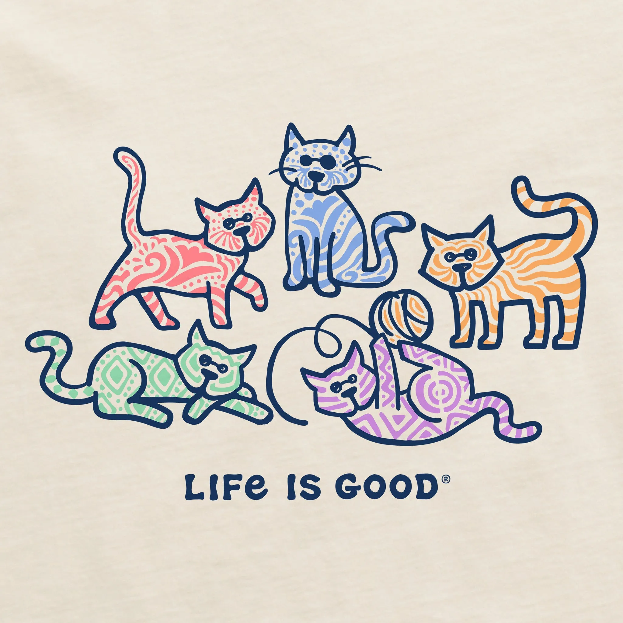 Women's Al's w Patterns Short Sleeve Crusher Tee Life is Good